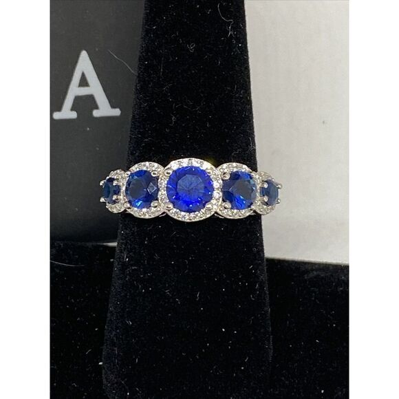SRG388SP Simulated Sapphire Ring Dark Blue in Sterling Silver MSRP $135 JW68 - Picture 2 of 7